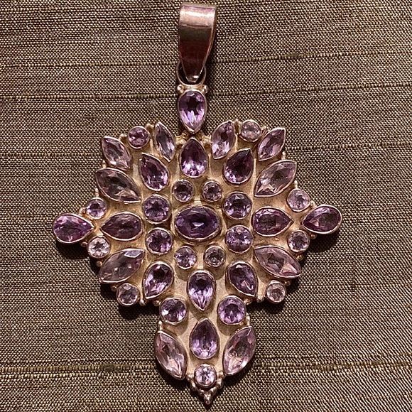 Jewelry - Amethyst Spinal Statement Pendant Sterling Silver